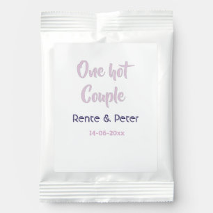 One hot couple add name purple pastel retro modern chocolate drink mix