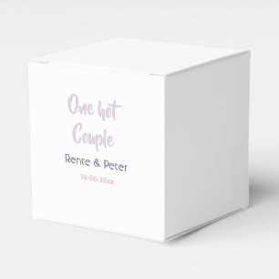 One hot couple add name purple pastel retro modern favor boxes