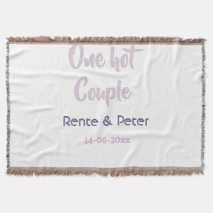 One hot couple add name purple pastel retro modern throw blanket