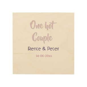 One hot couple add name purple pastel retro modern wood wall art