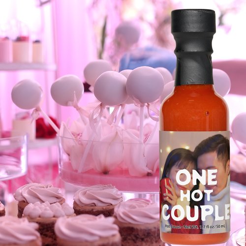 One Hot Couple Custom Wedding Photo  Custom Text Hot Sauces