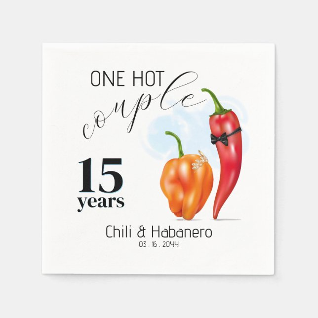One Hot Couple Hot Pepper Wedding Anniversary Napkins (Front)