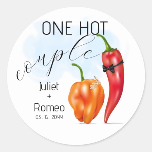 One Hot Couple Hot Pepper Wedding Classic Round Sticker