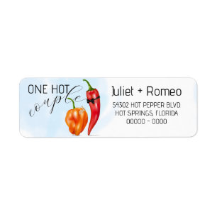 One Hot Couple Hot Pepper Wedding Label
