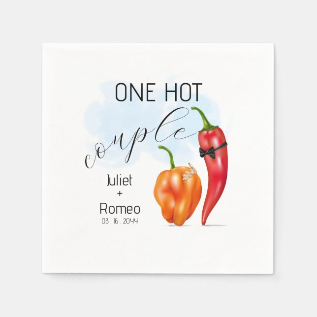One Hot Couple Hot Pepper Wedding Napkins (Front)