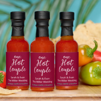 One Hot Couple Hot Sauce Bottle Favors