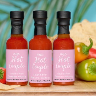 One Hot Couple Hot Sauce Bottle Favors