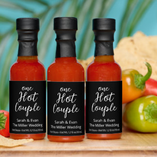 One Hot Couple Hot Sauce Bottle Favors