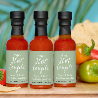 One Hot Couple Hot Sauce Bottle Favors