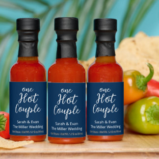 One Hot Couple Hot Sauce Bottle Favors