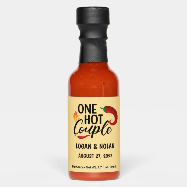 One Hot Couple Wedding & Personalized Couple name Sauces (Front)