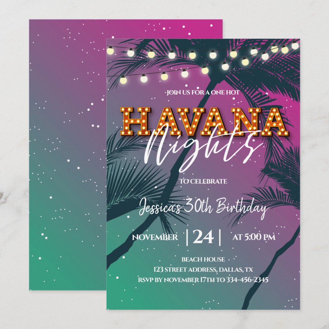 One Hot Havana Night Birthday Invitation | Zazzle