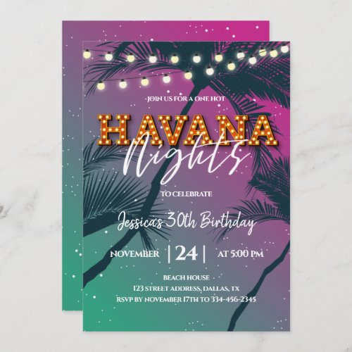 One Hot Havana Night Birthday Invitation