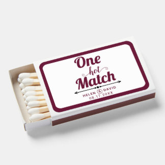 One hot match burgundy typography wedding