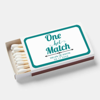 One hot match teal blue typography wedding