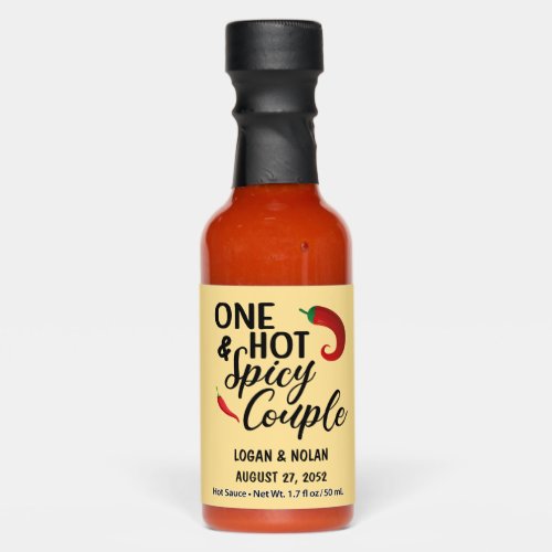 One Hot  Spicy Couple Wedding Custom Couple name Hot Sauces