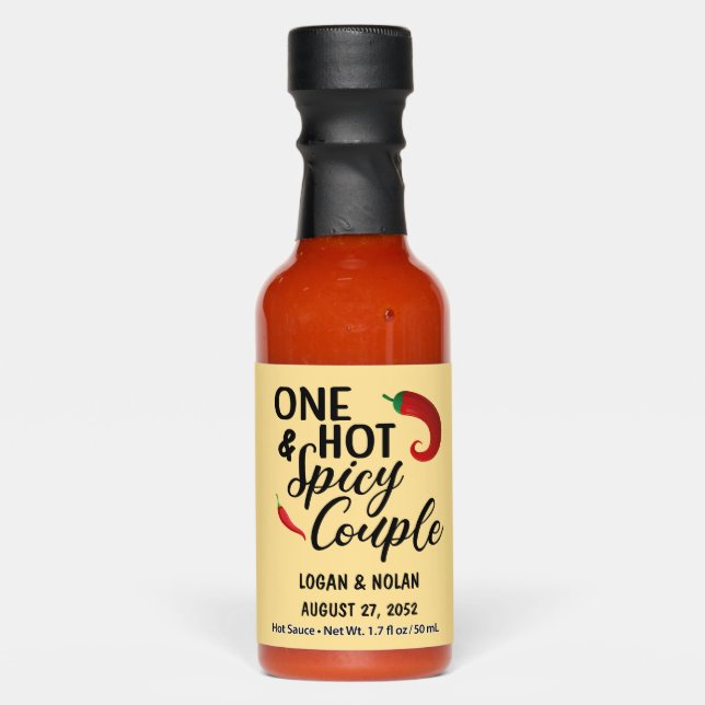 One Hot & Spicy Couple Wedding, Custom Couple name Hot Sauces (Front)
