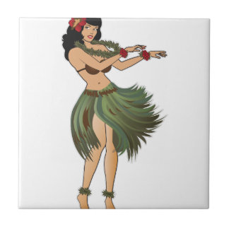 One Hula Girl Dancing Ceramic Tile