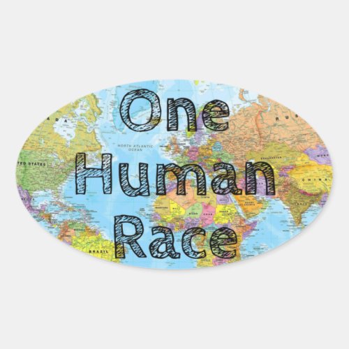One Human Race Oval Sticker