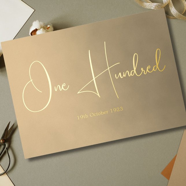 One Hundred 100th Male Birthday Invitation Foil Invitation (Creator Uploaded)