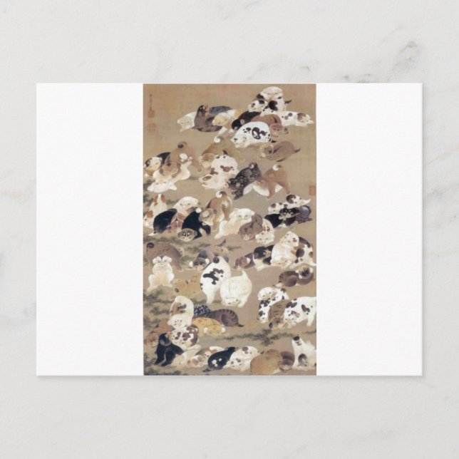 One Hundred Dogs by Ito Jakuchu Postcard (Front)