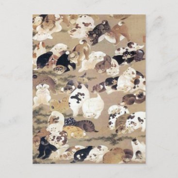 One Hundred Dogs Illustration by Ito Jakuchu Postcard