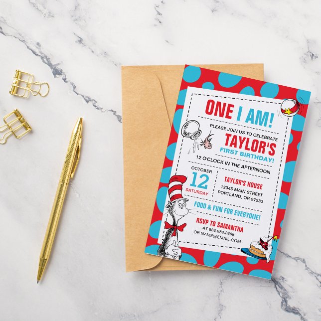 One I Am | Cat in the Hat Birthday Invitation (Creator Uploaded)