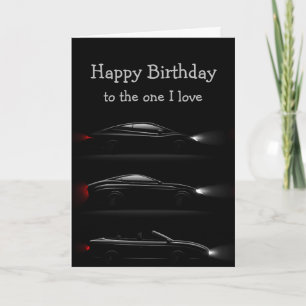 One I love Black Sport Cars Fun Birthday Card