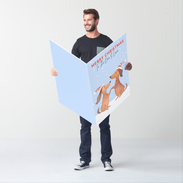 One I Love Christmas Dachshunds Snow Oversized Card (In Situ)