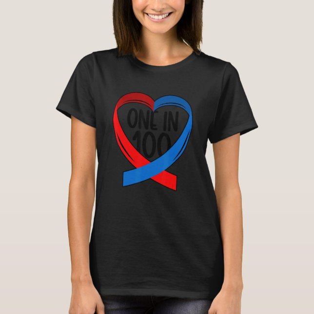 One In 100 CHD Warrior Congenital Heart Disease T-Shirt (Front)