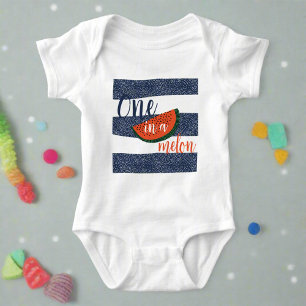 One in a Melon 1st Birthday Baby Boy Retro Stripe Bodysuit