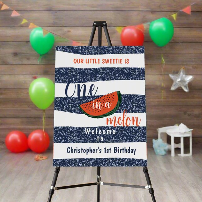 One in a Melon 1st Birthday Baby Boy Welcome  Foam Board (Creator Uploaded)