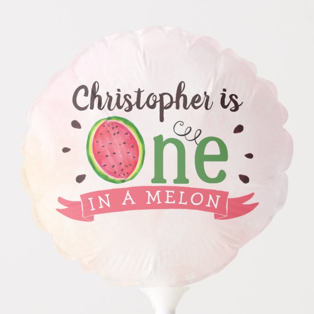 One In A Melon 1st Birthday Balloon (Front)