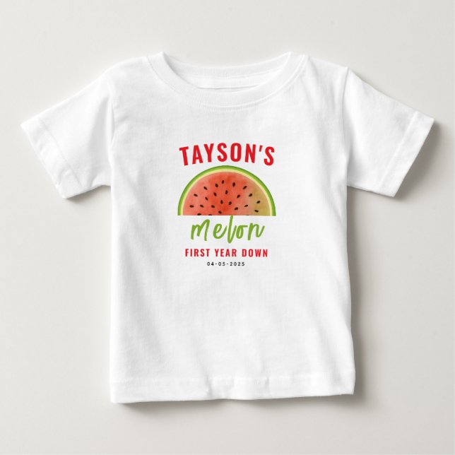 One in a Melon 1st Birthday – Cute Watermelon Baby T-Shirt (Front)