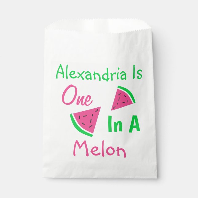 One In A Melon 1st Birthday Favor Bag (Front)