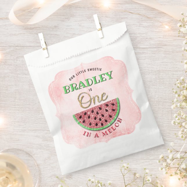 One In A Melon 1st Birthday Favor Bag (Clipped)