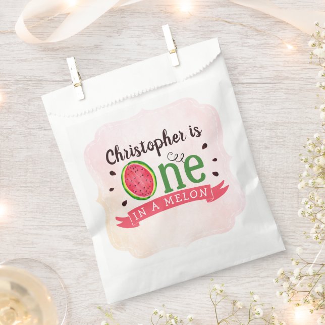 One In A Melon 1st Birthday Favor Bag (Clipped)