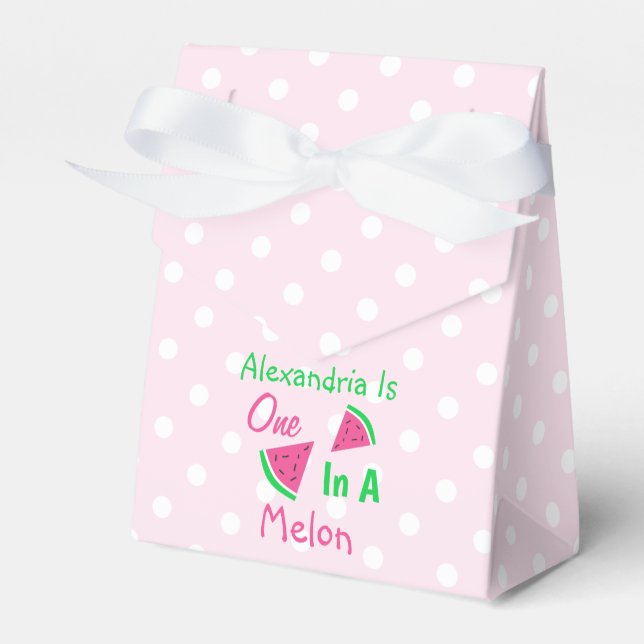 One In A Melon 1st Birthday Favor Boxes (Front Side)