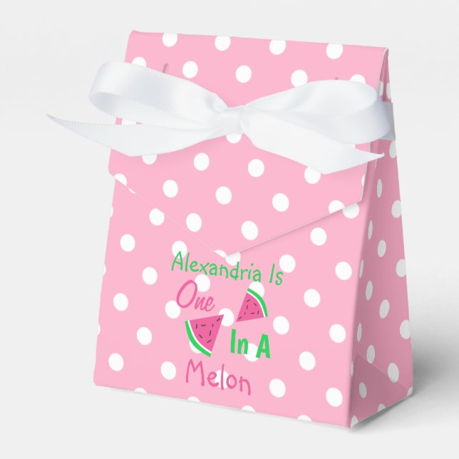 One In A Melon 1st Birthday Favor Boxes (Front Side)