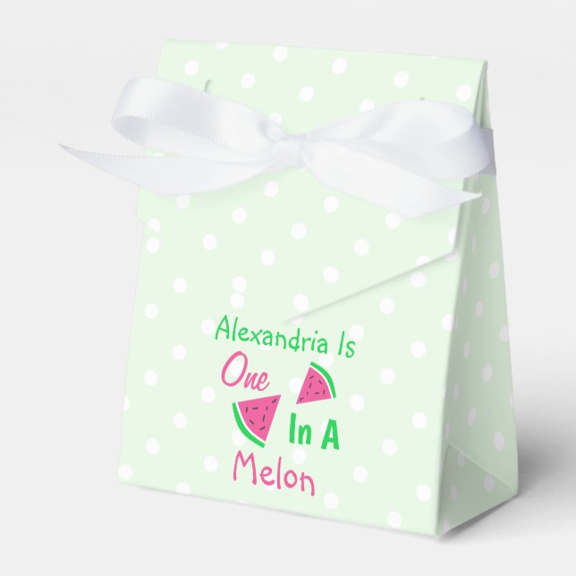 One In A Melon 1st Birthday Favor Boxes (Front Side)