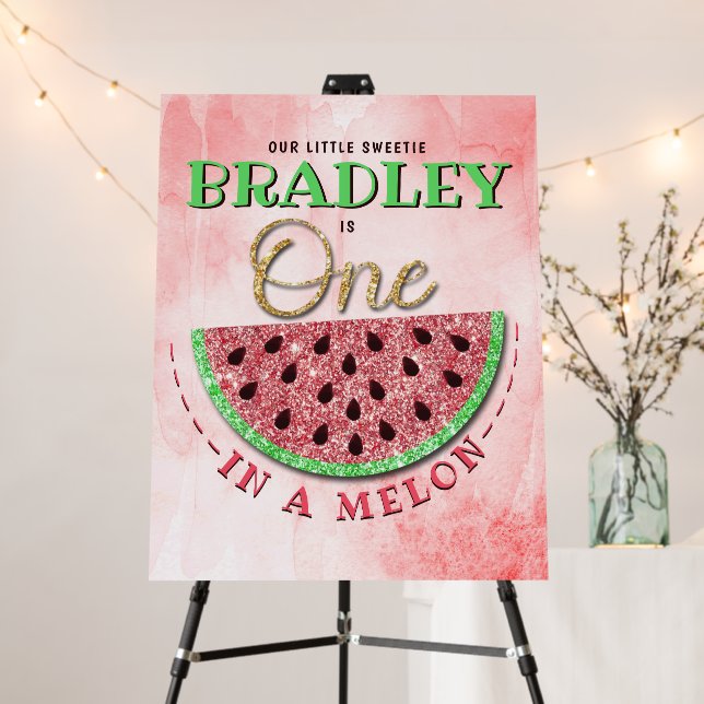 One In A Melon 1st Birthday Foam Board (In Situ (Stand))