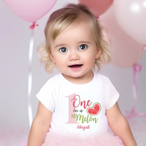 One In A Melon 1st Birthday Girl Baby Bodysuit