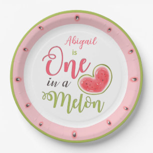 One In A Melon 1st Birthday Girl Paper Plates