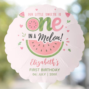 One in a Melon! 1st Birthday Girl Party Balloon