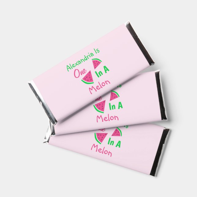 One In A Melon 1st Birthday Hershey Bar Favors (Front)
