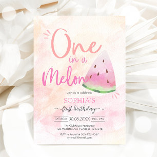One In A Melon 1st Birthday Invitation