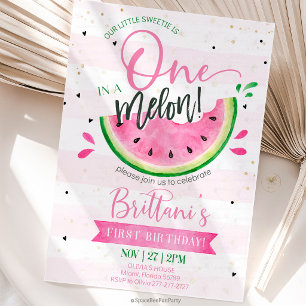 One In A Melon 1st Birthday Invitation