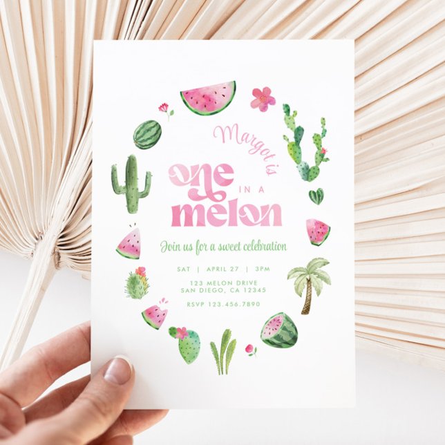 One in a Melon 1st Birthday Invitation (One in a Melon Birthday Invitation)