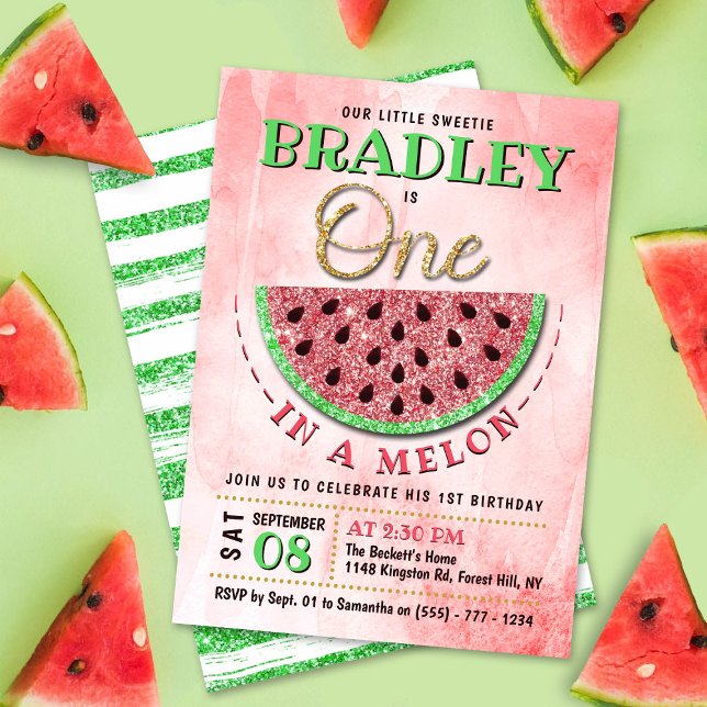 One In A Melon 1st Birthday Invitation (Creator Uploaded)