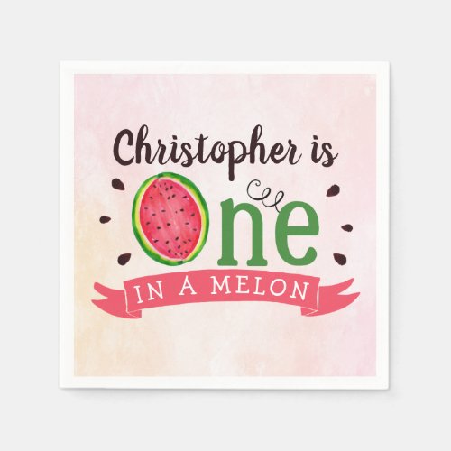 One In A Melon 1st Birthday Napkins